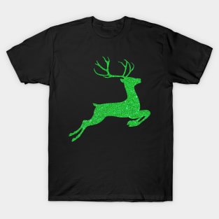 Bright Green Faux Glitter Reindeer T-Shirt